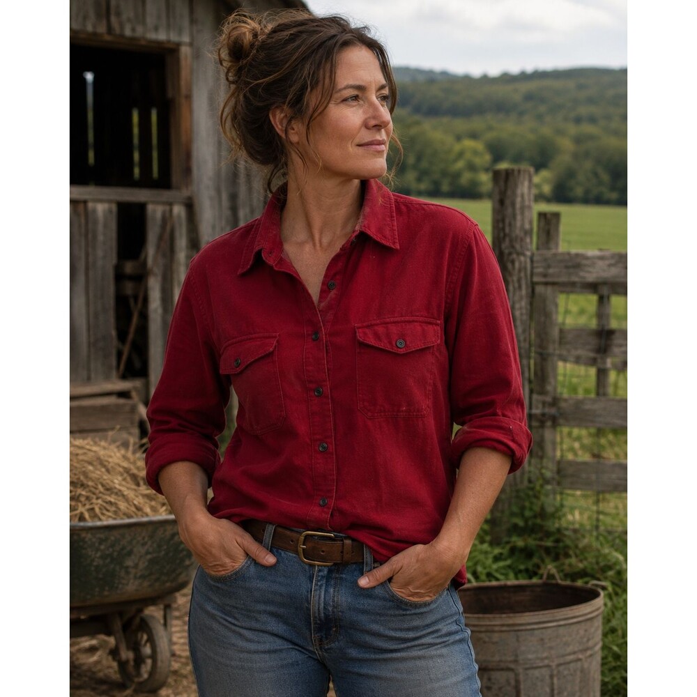 Filson Moleskin Flannel Chamois Heritage Work Shirt Women's M Red Cotton Vtg Y2K